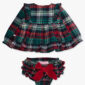 Festive plaid baby dress with matching bloomers.