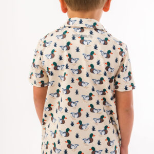 Child's duck-patterned shirt, rear view