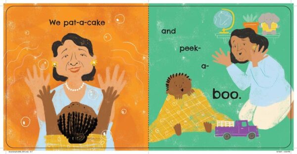 sourcebooks grandma and me (bb) Grandma and child playing pat-a-cake, peek-a-boo.