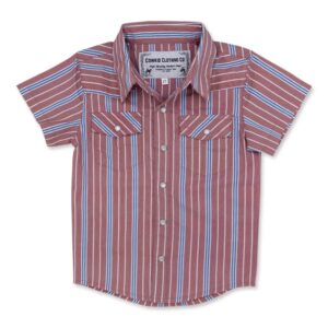 Striped short-sleeve button-up shirt for kids