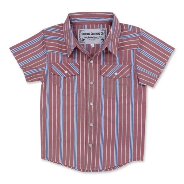 Striped short-sleeve button-up shirt for kids