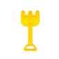 Yellow toy rake for children's sand play