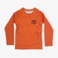 Orange long-sleeve rash guard with logo.