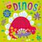 Colorful dinosaur-themed kids touch and feel book cover.