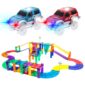 Colorful toy cars and track with lights.