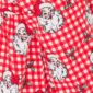 Red checkered fabric with Santa Claus pattern.