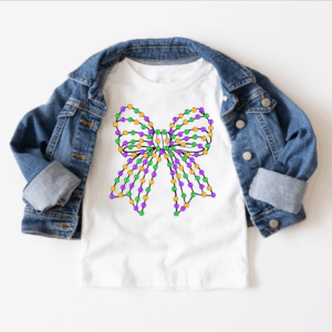 Colorful bow t-shirt with denim jacket