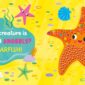 Illustration of a colorful starfish on a beach.