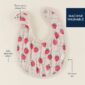 Strawberry-patterned baby bib, soft and machine washable.