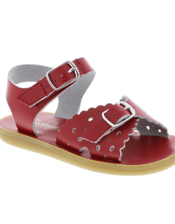 footmates red ariel sandal Red leather sandal with buckle and perforations