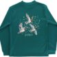 Green shirt with flying ducks print.