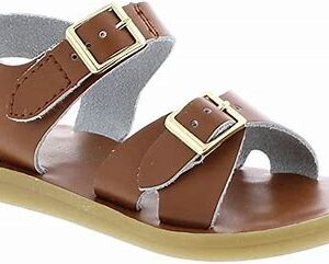 Brown leather sandal with buckle straps