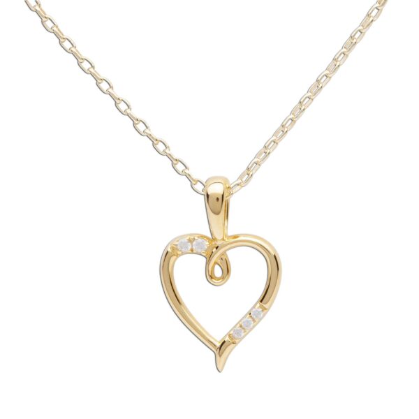 cherished moments 14k gold plated children's open heart necklace for children: 14 inch Gold heart necklace with diamond accents