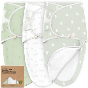 Green and white baby swaddle wraps with bunny design.