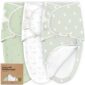 Green and white baby swaddle wraps with bunny design.