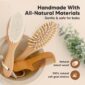 Handmade baby brushes, natural materials, gentle for infants.