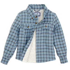 Blue plaid flannel shirt with pockets