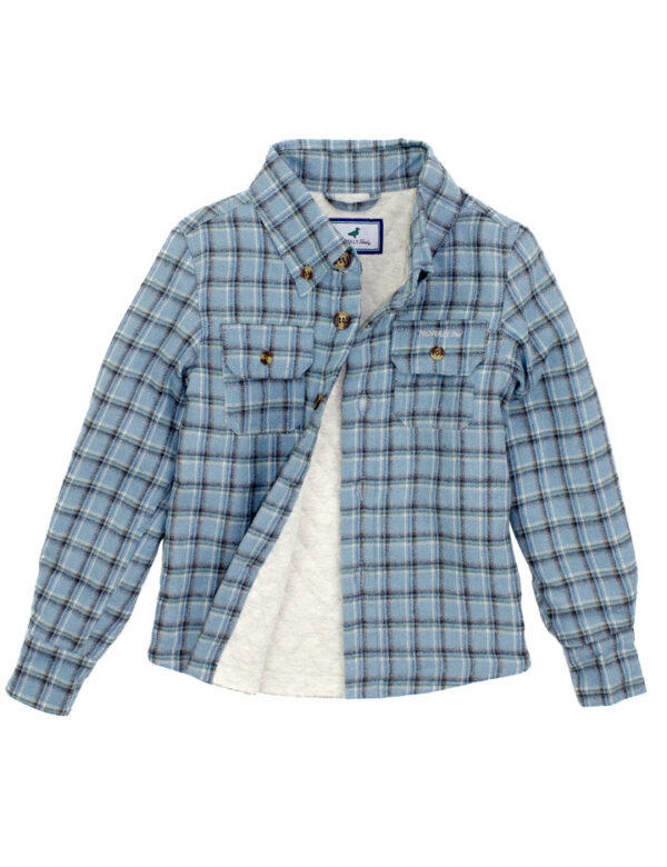 Blue plaid flannel shirt with pockets