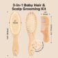 3-in-1 baby hair grooming kit with measurements.