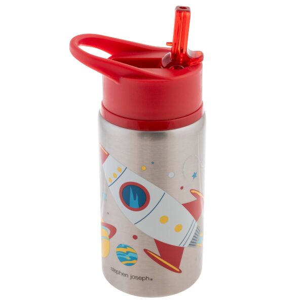 stephen joseph gifts stainless steel water bottles Kids rocket-themed stainless steel water bottle.