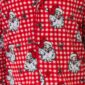 Red plaid pajama with Santa Claus design.