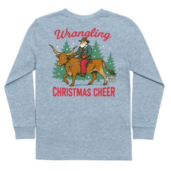 Santa riding bull, Christmas cheer shirt design.