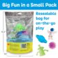Toy set in resealable bag for easy play.