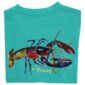 Turquoise shirt with colorful lobster design