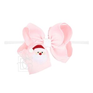 Beyond Creations 4.5" Embroidered Santa Bow on 1/4 inch Pantyhose Headband
