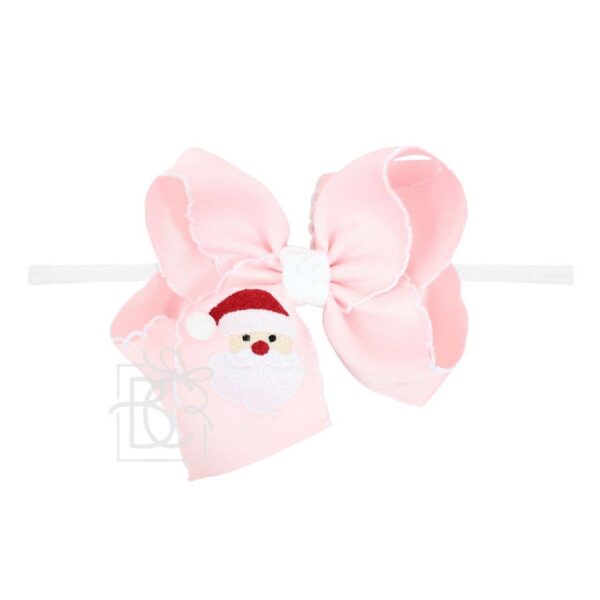 beyond creations 4.5" embroidered santa bow on 1/4 inch pantyhose headband
