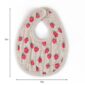 Strawberry-patterned baby bib, 12x10 inches.