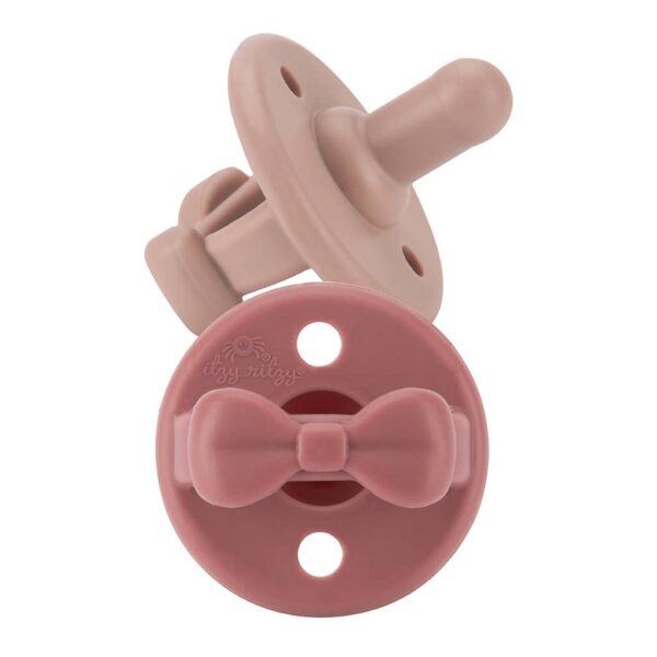 itzy ritzy sweetie soother™ pacifier sets (2 pack): agave + succulent cables Pink baby pacifiers with bow design