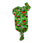 Colorful farm-themed infant sleeper outfit.