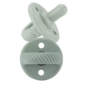 Green silicone baby pacifier pair by Itzy Ritzy.