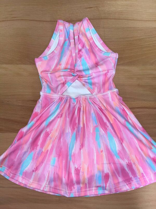 yoga baby spring tye dye open back dress Colorful sleeveless dress with abstract pattern