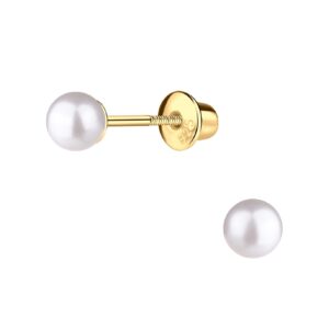 Gold and pearl stud earrings