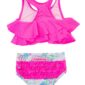 Pink ruffled swimsuit for kids.