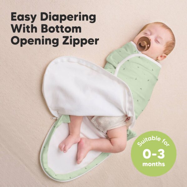 keababies 3pk soothe zippy baby swaddles 0 3 months,newborn sleep sack Baby sleeping in swaddle with bottom zipper open.