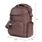 Brown leather backpack with tassel and front pocket.