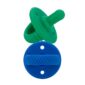 Blue and green silicone pacifiers