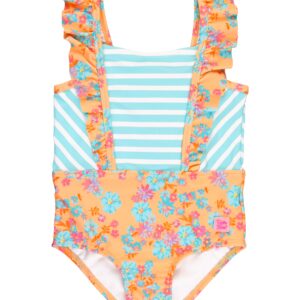 Striped and floral ruffle swimsuit for kids