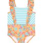 Striped and floral ruffle swimsuit for kids