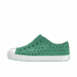 Green perforated slip-on sneaker with white sole