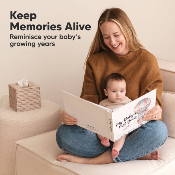 keababies keababies baby first years memory book: adventureland Mother reading memory book with baby.