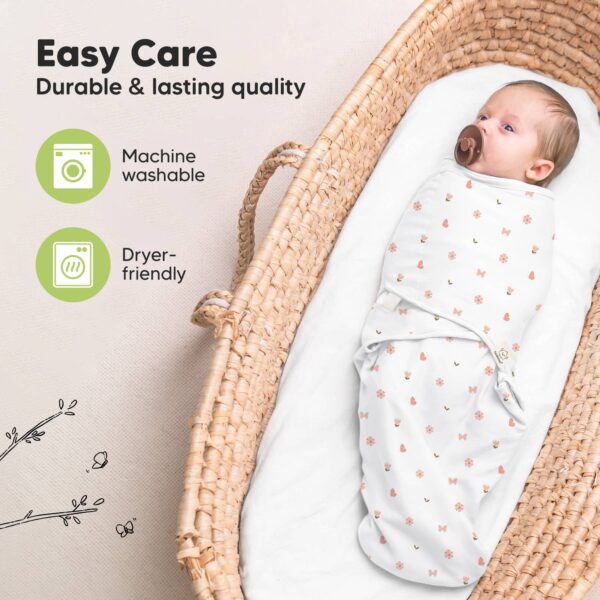 keababies 3pk soothe baby swaddles 0 3 months, sleep sack for newborns Baby in basket wrapped with washable swaddle