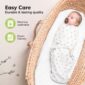 Baby in basket wrapped with washable swaddle