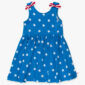Blue star-patterned dress with red bows