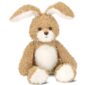 Plush brown bunny toy with fluffy white belly.