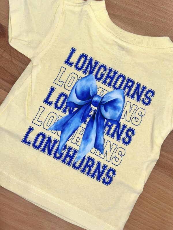 Shirt with Longhorns print and blue bow
