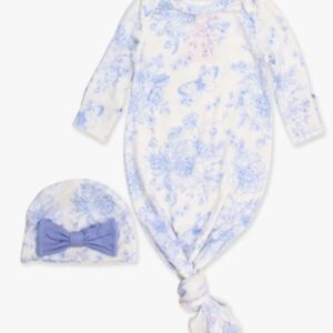 Floral baby gown and hat with bow